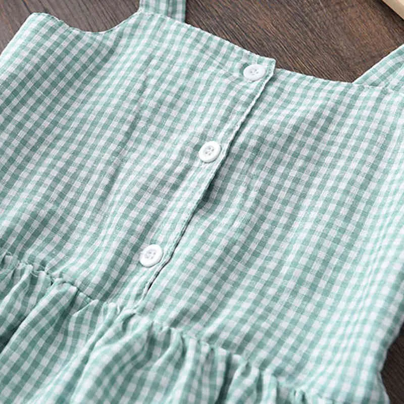 Bear Leader Print Girls Outfits Baby Girls Clothing Sets Summer Plaid Sling T-Shirt Top Shorts Princess Suit Kinderkleding G220310