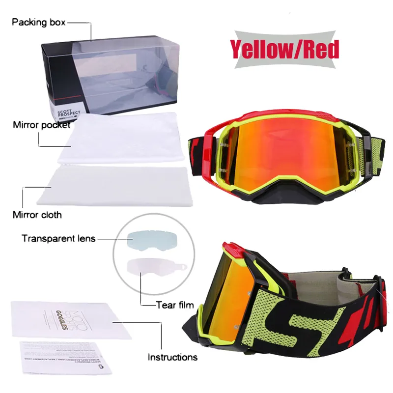 Motocross Sunglasses Outdoor Sport Goggles for Driver of Motorcycle Dirtbike Helmet Glasses Plus Lens&Bag&Box Sale in Set