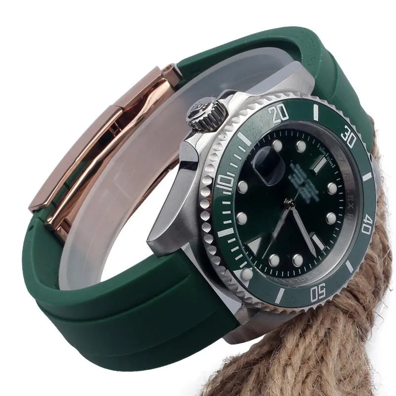 Watch Bands Wristband를위한 고품질 고무 스트랩 20mm 21mm 블랙 블루 녹색 방수 실리콘 시계 밴드 브레이슬릿 2167