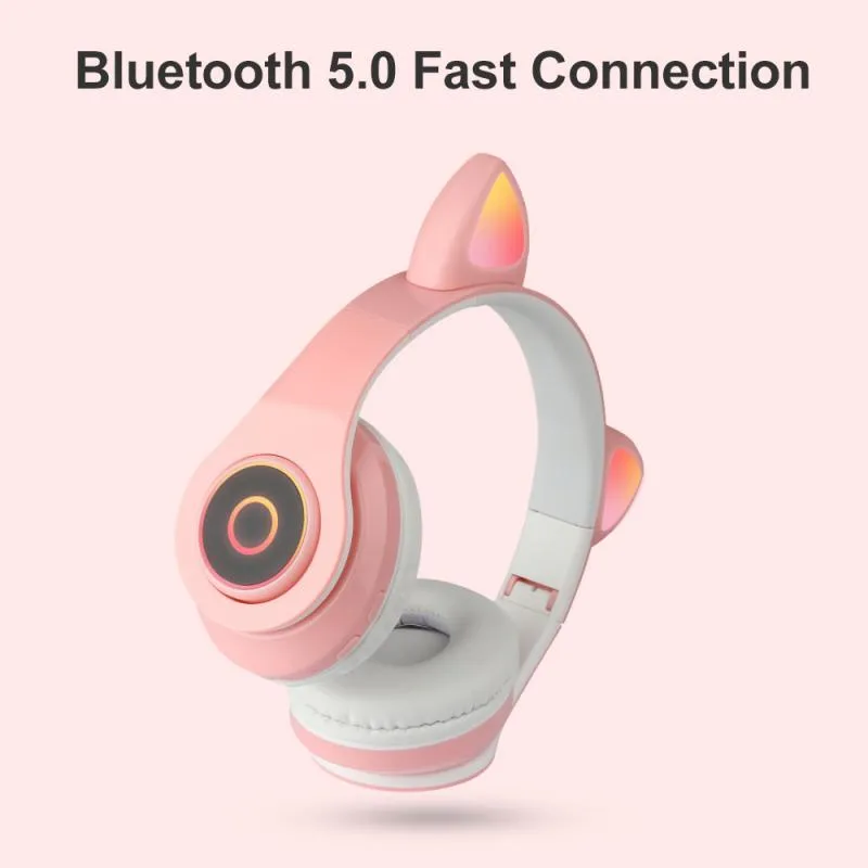 B39 Cuffie Bluetooth senza fili con orecchio di gatto a LED Novità Cuffie con cancellazione del rumore bambini iPhone Telefono cellulare Android iPad iPod Earpho7245358