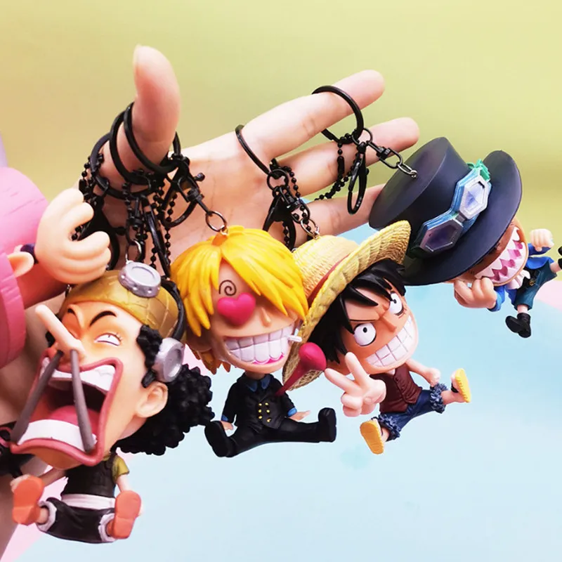 Anime une pièce porte-clés Luffy Sanji Nami Zoro Chopper Frank Robin PVC figurine à collectionner modèle pendentif porte-clés jouet