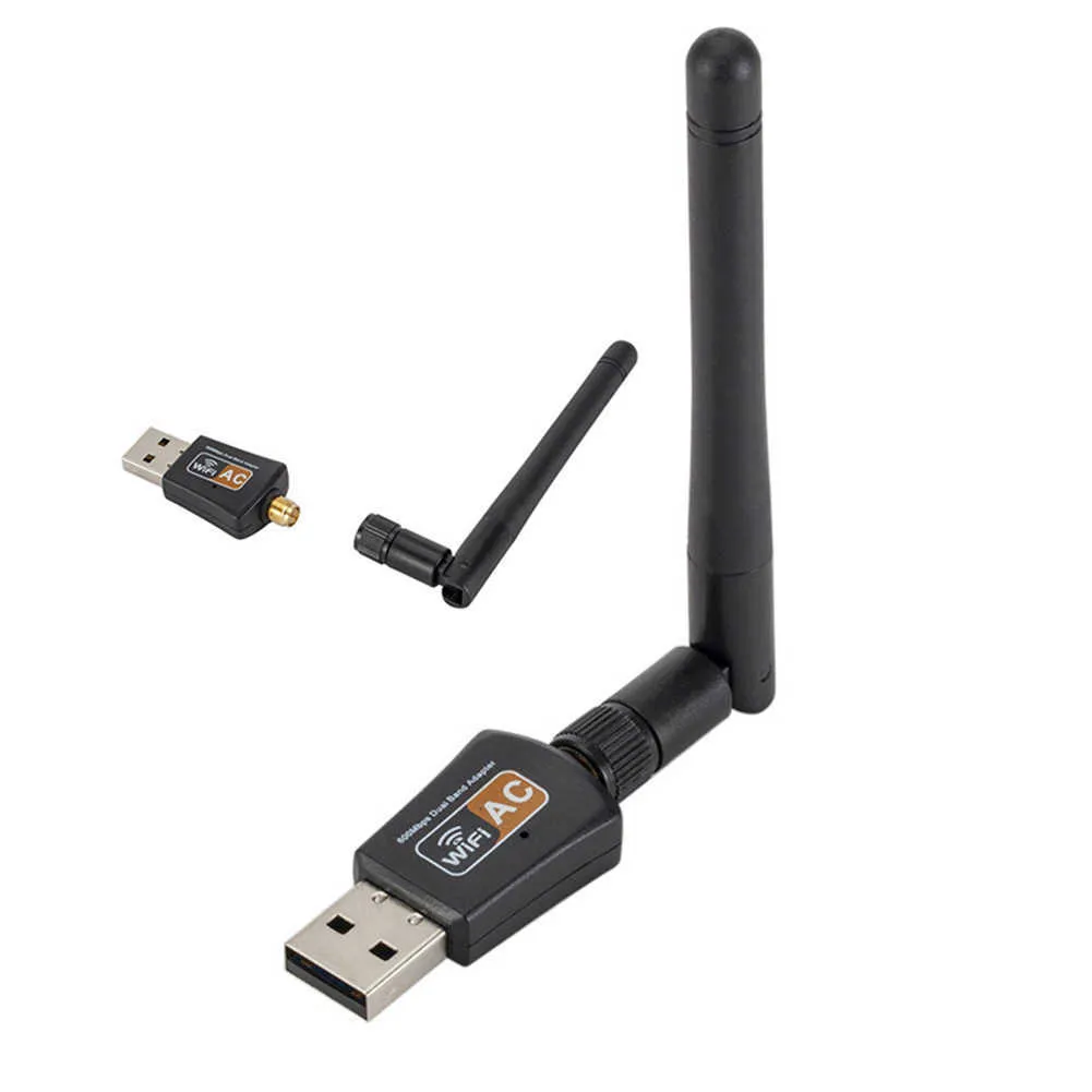 Dual Band 600M 2,4/5,8 GHz WiFi-Empfänger USB-Netzwerkkartenadapter mit Antenne 2,4G 5G