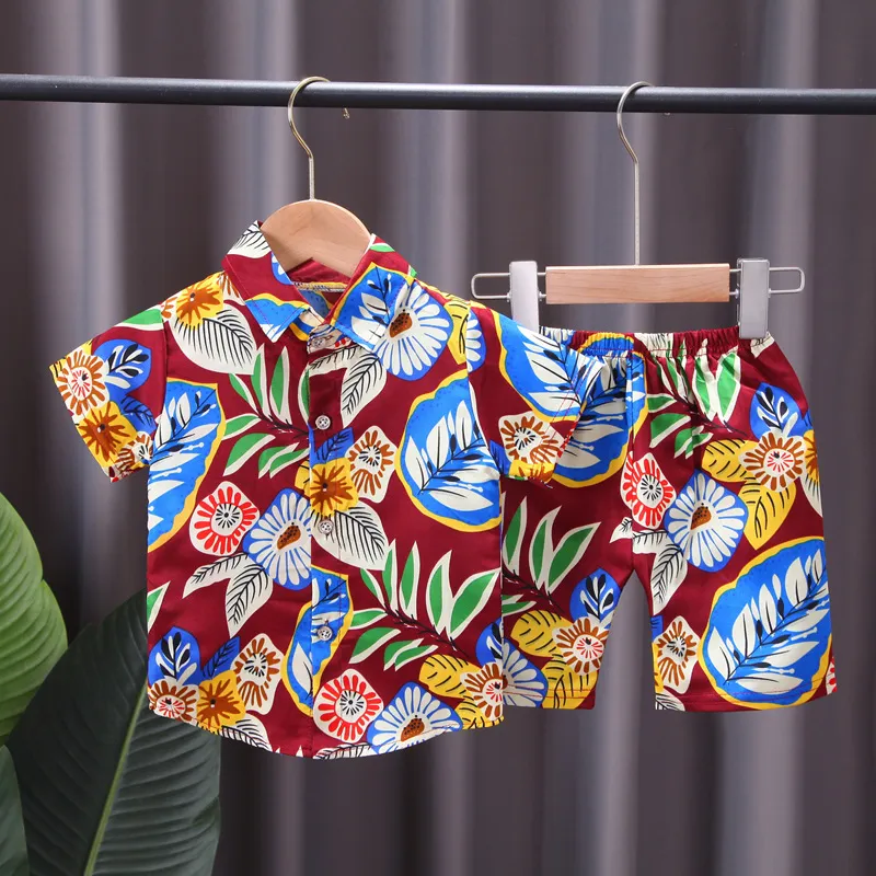 Pyjamas bébé garçons ensembles de vêtements d'été ensemble de vêtements de plage pour enfants de petite et moyenne taille à manches courtes