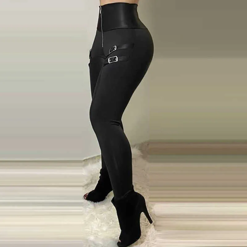 Pantaloni moda donna casual a vita alta Pantaloni con cerniera Design Cargo Slinky 210915