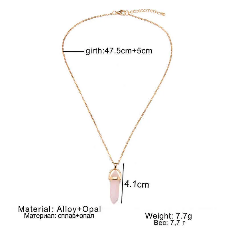 WANGAIYAO nouvelle personnalité de la mode balle courte pendentif en pierre de cristal naturel collier de clavicule tempérament stylo en cristal tout-match G1206