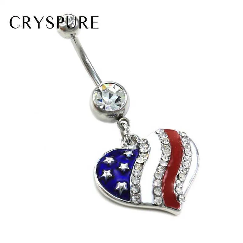 Heart Crystal Ear Studs Fashion Star Shape American Flag Earrings For Women Patriotic Jewelry Gifts Body Piercing Accessories X0709 X0710