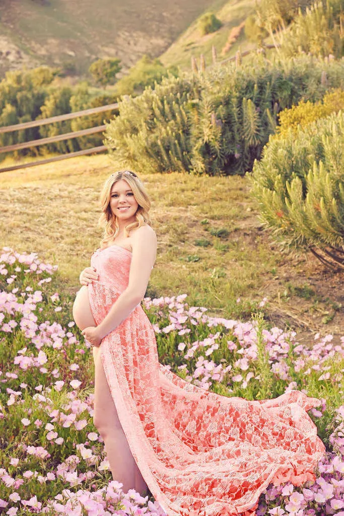 Lace Long Tail Maternity Dresses Photo Shoot Maternity Pregnant Photography Props Maxi Dresses For Women Clothes Pregnancy X0902