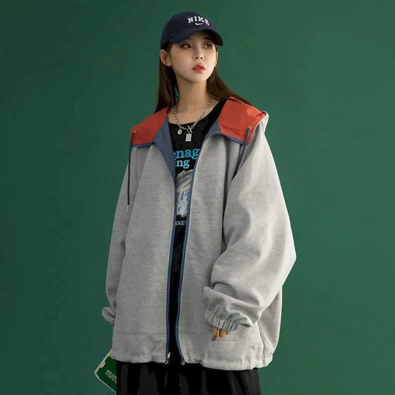 Женские куртки носят обе стороны весной и осенью корейский рыхлый женский тонкий универсальный японский BF ветер 211014
