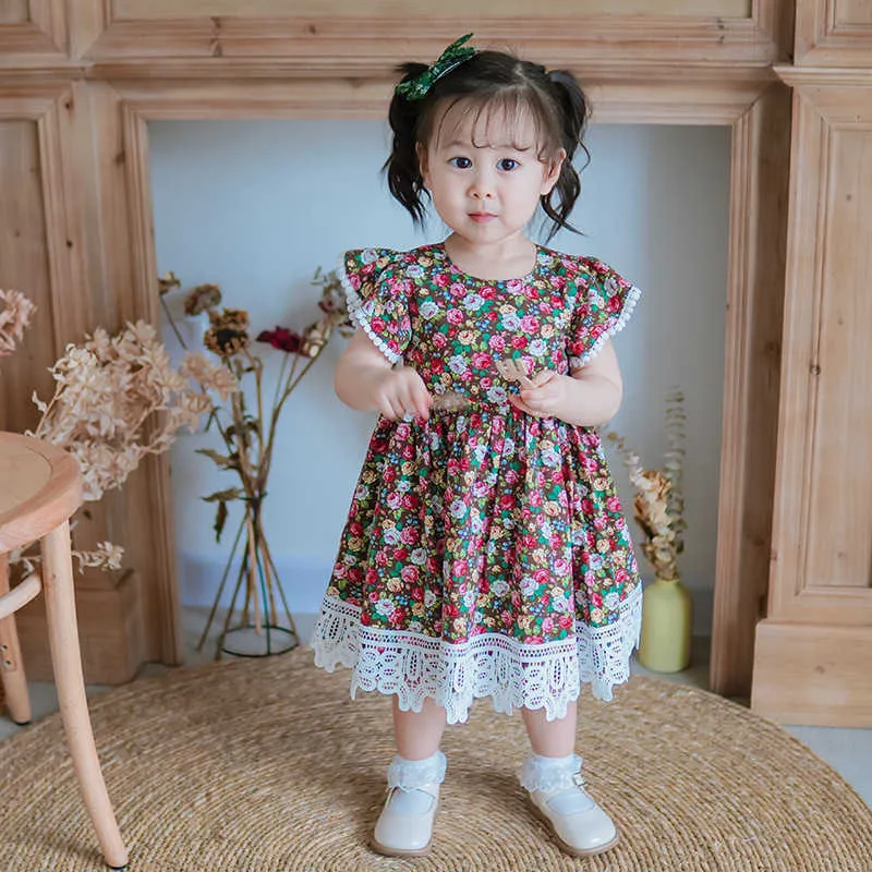 Niñas florales vestido español niños estilo españa boutique ropa bebé niña princesa vestidos infantil cumpleaños vestidos 210615