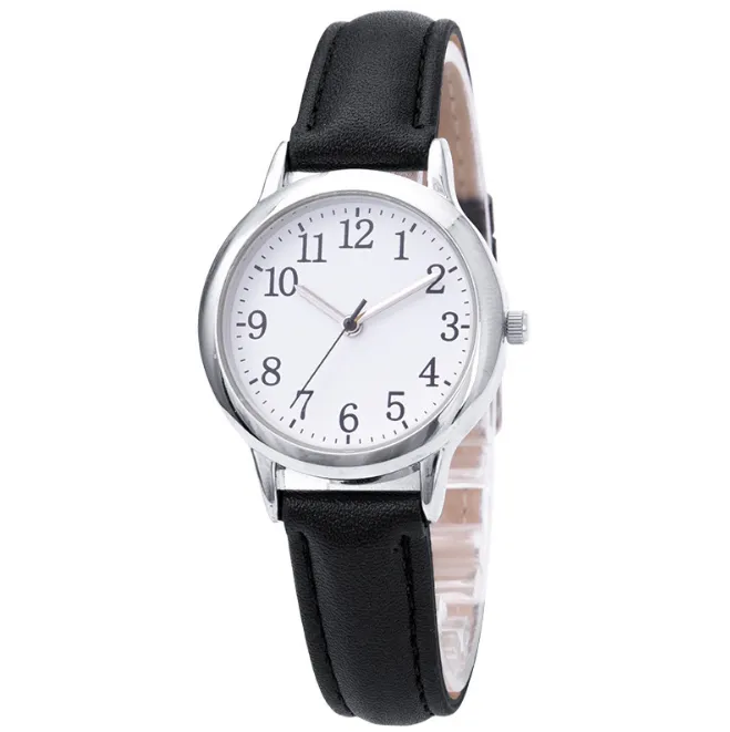 Casual stijl Duidelijke cijfers Fijne lederen band Quartz Dameshorloges Eenvoudig elegant studentenhorloge 31MM wijzerplaat Metalen gesp Polswatc224K