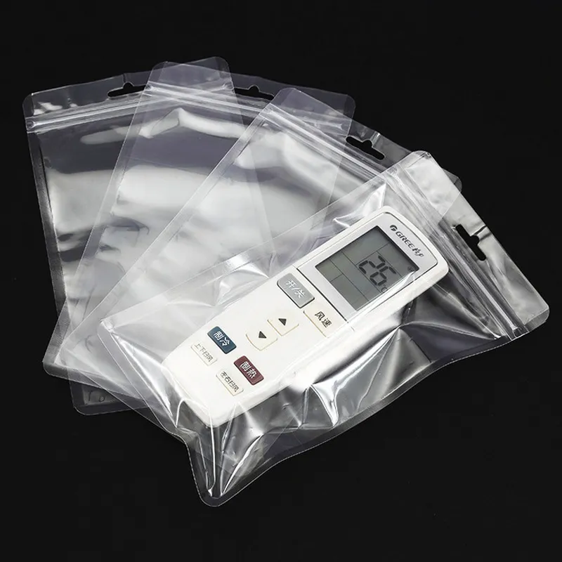 Transparent Self Seal Small Plastic Zipper Lock Packing Bag with Hang Hole Clear Phone Case Package Zipper Pouch Bags