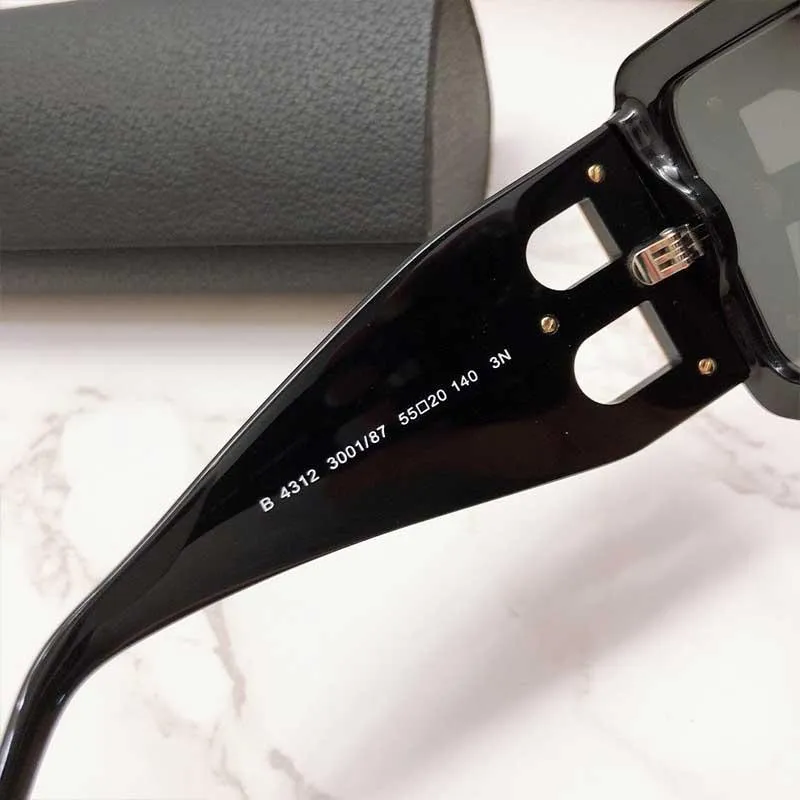 Kobiety projektantki okularów przeciwsłonecznych 4312 Ramka kwadratowa Duże podwójne b -literowe nogi proste modne stylop Wysoka jakość dobrej jakości UV400 SU262O
