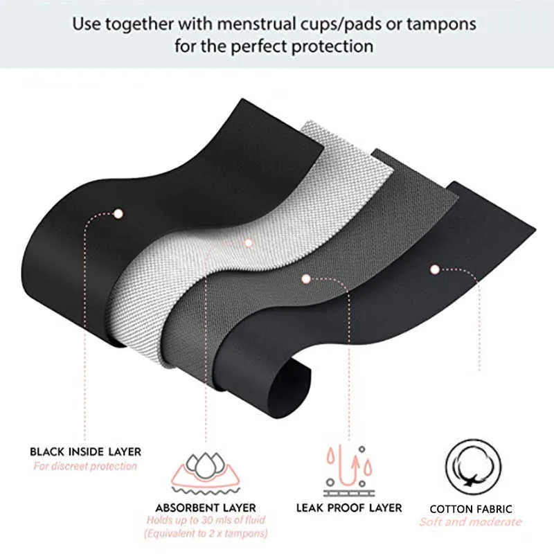 6 pçs calcinha menstrual feminina algodão à prova de vazamento período briefs lingerie senhora sexy confortável roupa interior fisiológica absorver 297l