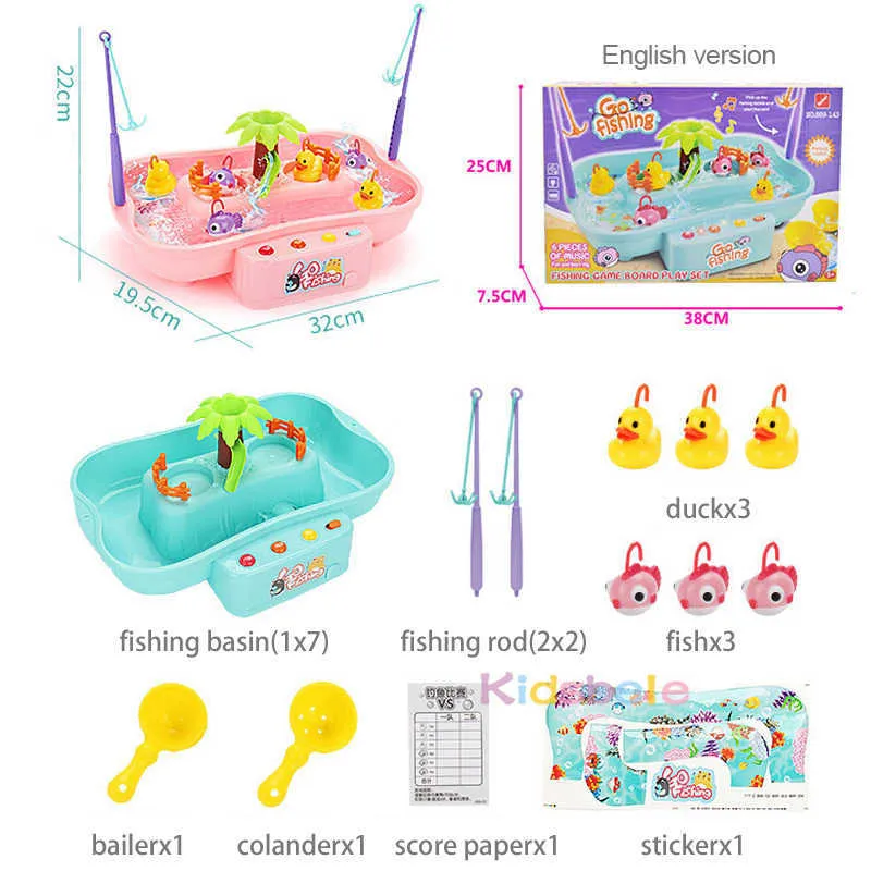 Kids Fishing Toys Electric Water Cycle Music Light Baby Bath Child Game Play Fish Outdoor Games For Children 210712