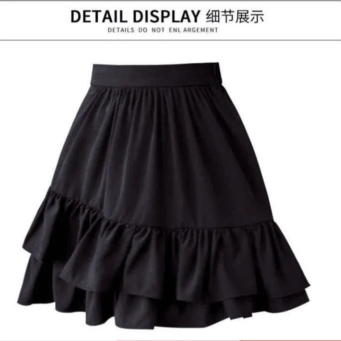 2020 summer new Ruffle Skirt High Waist Chiffon half length anti gloss pants skirt slim A-line fat mm skirt X0428