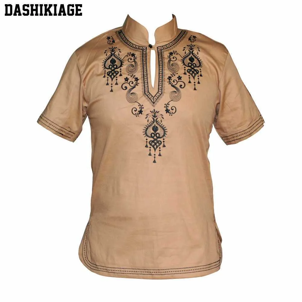 Dashikiage Ricamato Hippie da uomo africano Vintage Top Haute Tribal Camicetta Dashiki Nigeriano Nativo Ankara T-shirt 210629