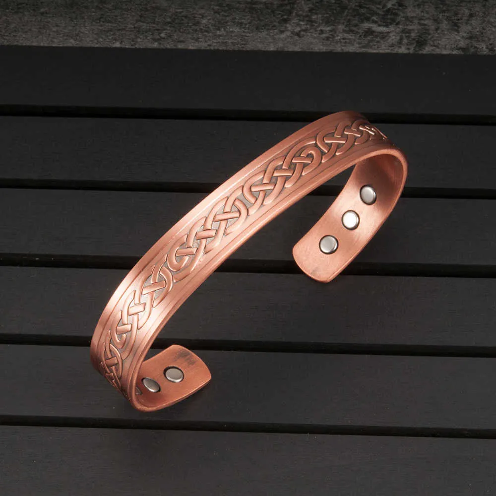 Vinterly Wikinger-Armbänder für Herren, reines Kupfer, verstellbares Manschettenarmband, Energie-Armband, magnetische Armbänder, Armreifen für Arthritis, Q071202J