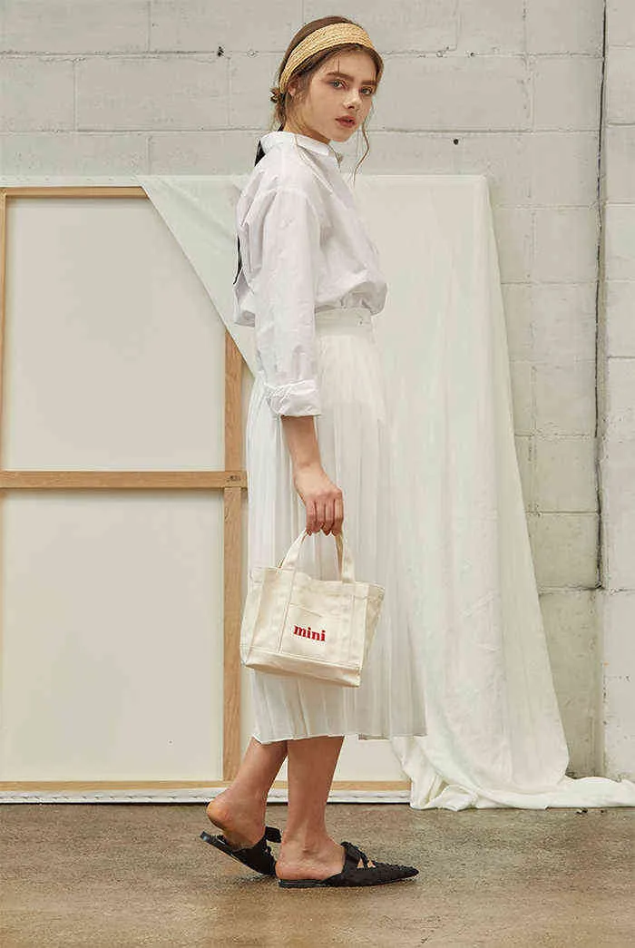 Torby na zakupy Kobiety Mini Shopper White Casual Ladies One Shoulder Soft Canvas Beach New Brand Torebka 220307