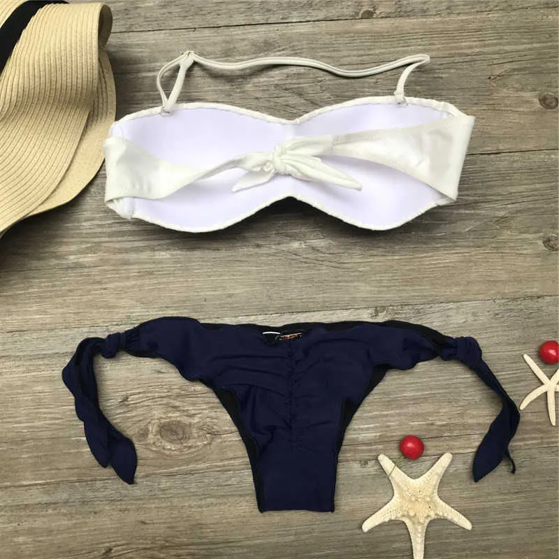 Skal form bikini solid bandage bikini set sexig baddräkt badkläder kvinnors simning kostym kvinnlig Biquini badande 210624
