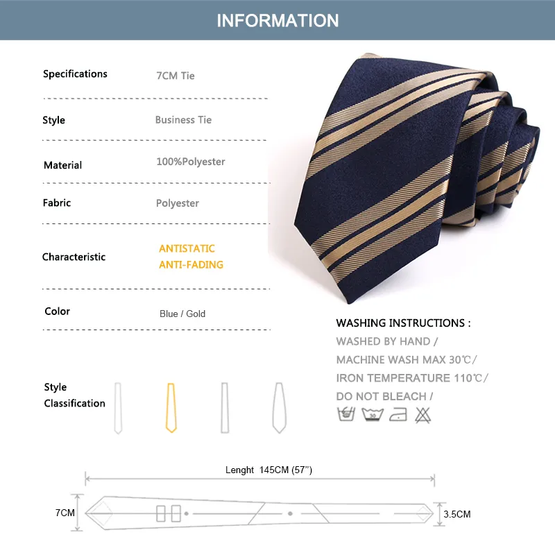 Brand High Quality Striped 7CM Luxury Tie For Men Business Party Dress Necktie Wedding Accessories Male Gift