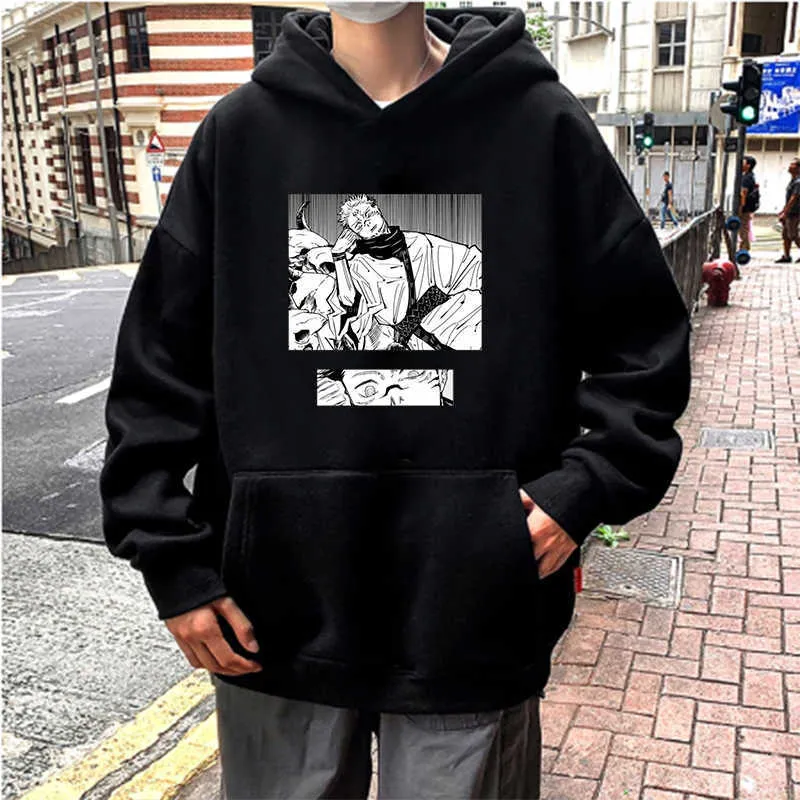 Último Anime Jujutsu Kaisen Yuji Itadori Manga Hoodies Harajuku Cartoon Comics Graphic Pullover Oversized Winter Fashion Hoodies Y0816