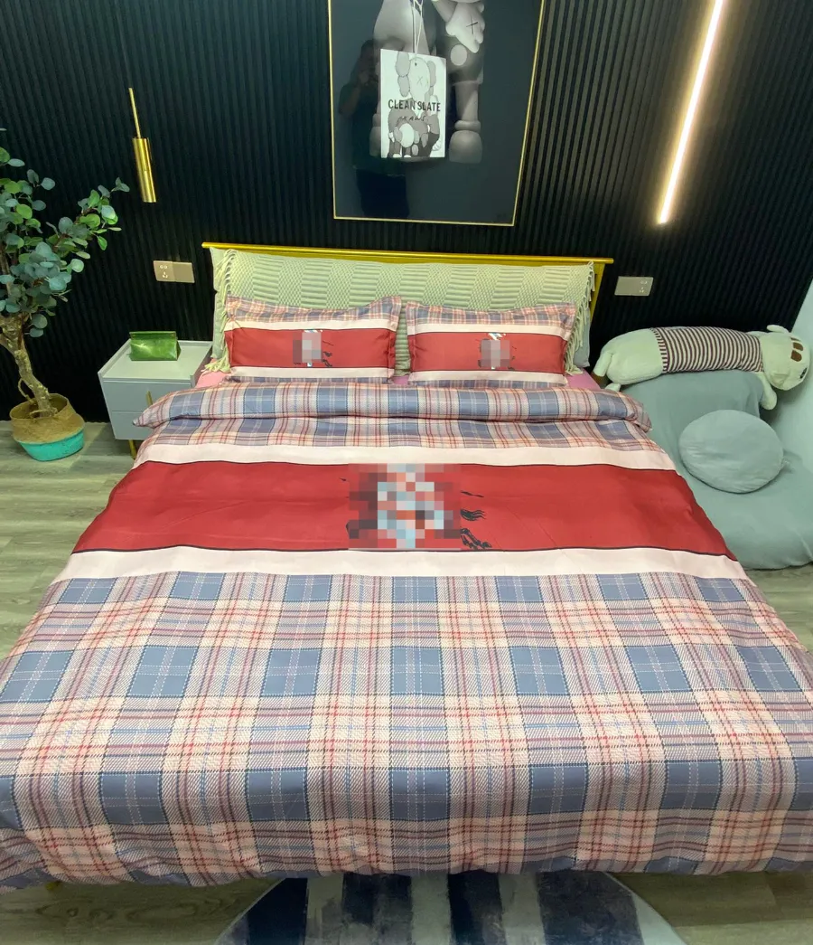 Designer B Luxus-Bettbezug- und Kissenbezüge-Sets, grüne Druckdecke, warme und bequeme Bettwäsche-Sets