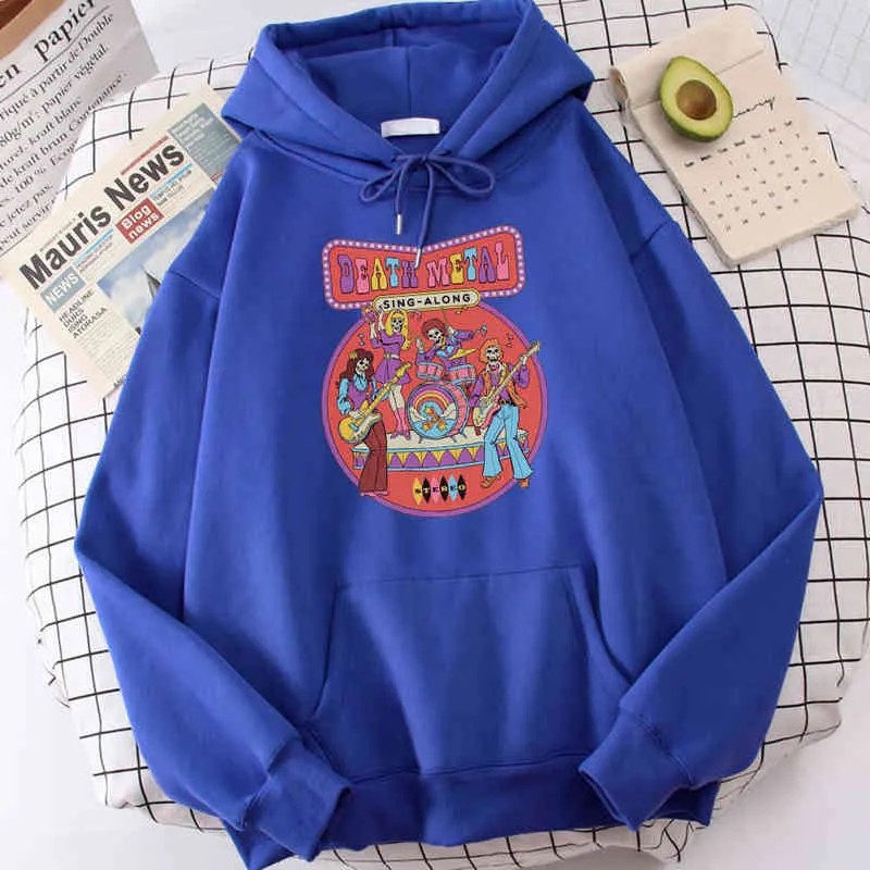 Death Metal Comic Printing Men Sweatshirt Soft Brand Clothing Thermal Vintage Male Hoodie Oversized Coldproof Hoodies H1218