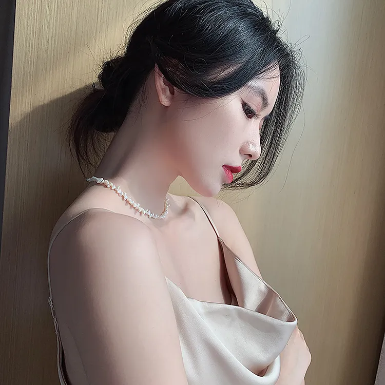 Korean selling fashion jewelry natural irregular freshwater pearl necklace elegant student women daily clavicle necklace1668246