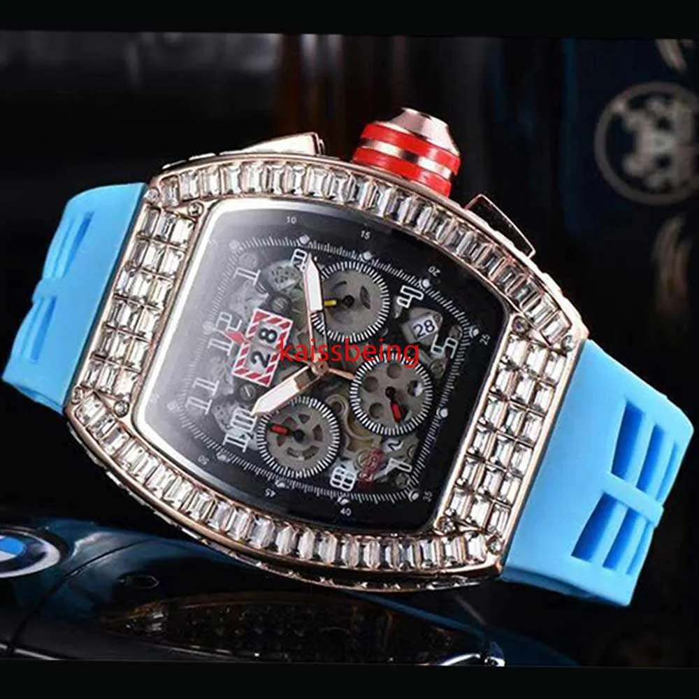 Montre pour hommes homme luxe Silicone pour homme sport Des hommes multi-fonction Quartz 6 broches chronographe montres 10253D