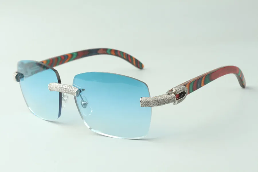 Óculos de sol de diamante micro-pavimentados Direct s 3524025 com hastes de madeira de pavão óculos de grife tamanho 18-135 mm238J
