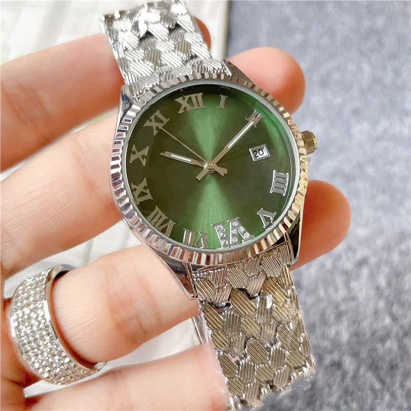 Relojes de marca para mujer y niña, reloj de pulsera de cuarzo con banda de acero y Metal estilo números romanos grandes y hermosos X208
