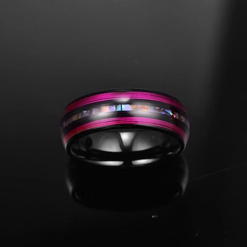 Обручальные кольца 8 мм, электрические черные инкрустированные фиолетовые гитарные струны, кольцо из карбида вольфрама с куполом, мужские модные украшения Gift230x