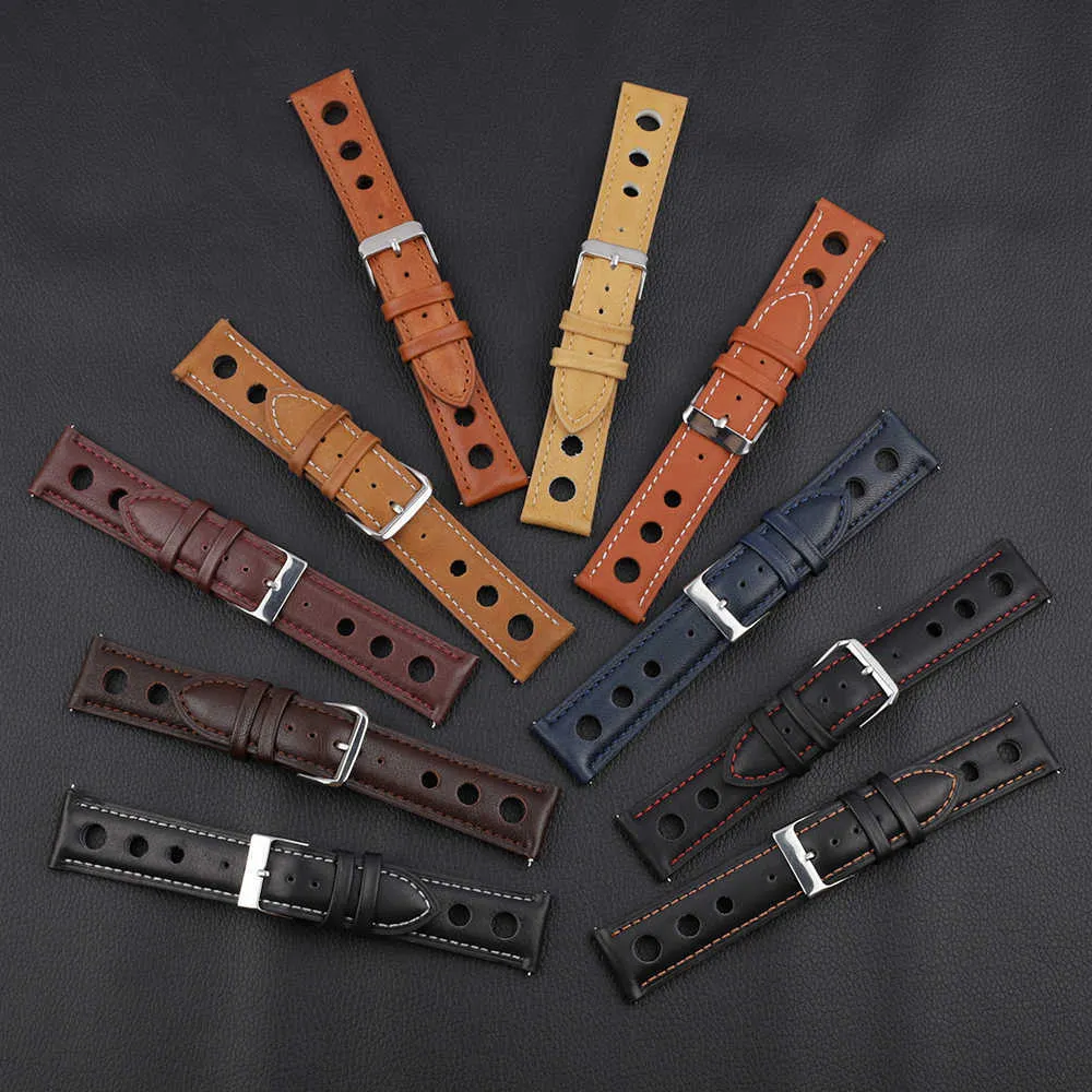 Alta Qualidade Genuine Leather Watch Band Straps 18mm 20mm 22mm 24mm Preto Marrom Café Café de Café para homens Assista Acessórios H0915