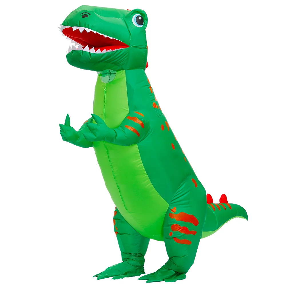 Costumes de mascotteDrôle adulte vert imprimé mascotte dinosaure gonflable Costume de noël Halloween Costume T-rex partie jeu de rôle DisfracesMasc