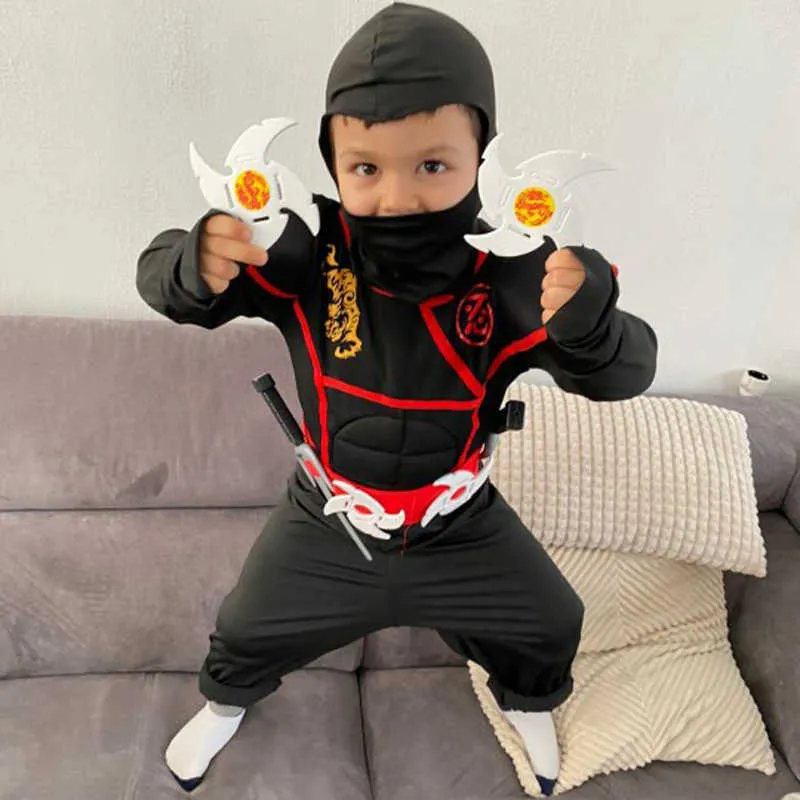 Ninja Costume Enfant Ninja Costumes De Fête Garçons Halloween Déguisements Anime Cosplay Guerrier Ninja Costume Enfants Vêtements Combinaison Ensemble G093064