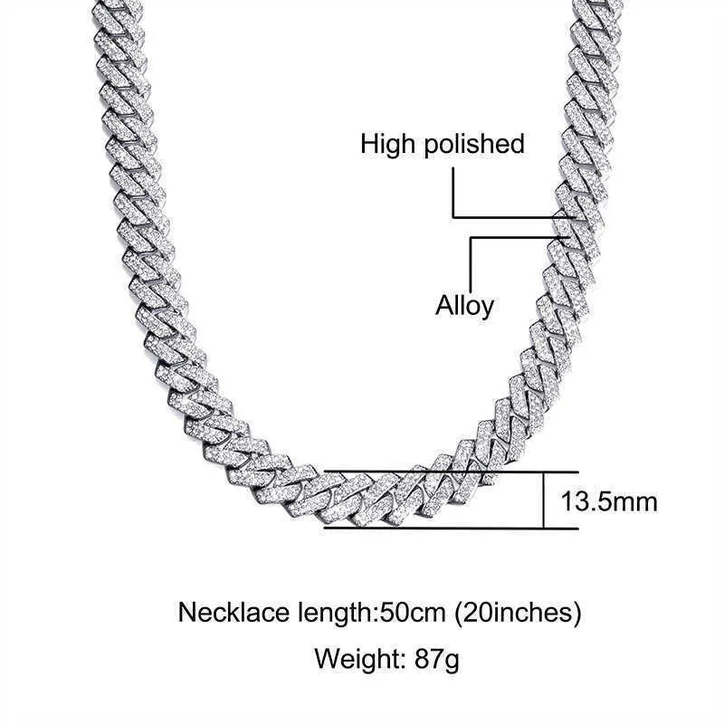 Hip Hop Aaa Bling 13 5 mm kubanische Brosche Kette 2-reihig Ice Man Halskette Diamant Zirkon Cobble Herren Halskette Damen Schmuck 257q