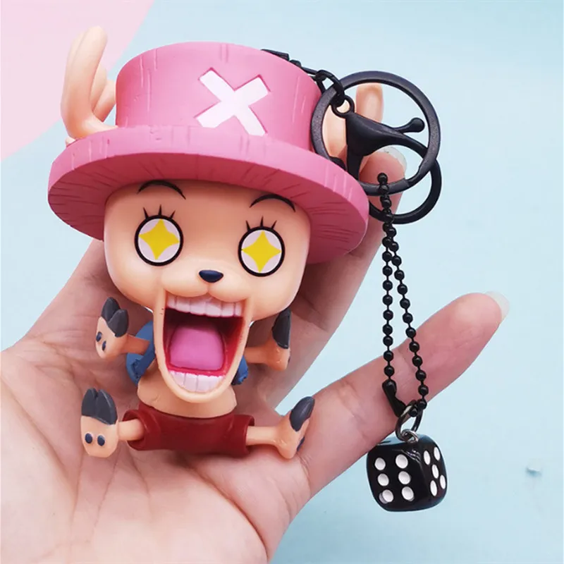 Anime One Piece Schlüsselanhänger Ruffy Sanji Nami Zoro Chopper Frank Robin PVC Action Figure Sammeln Modell Anhänger Schlüsselanhänger Spielzeug