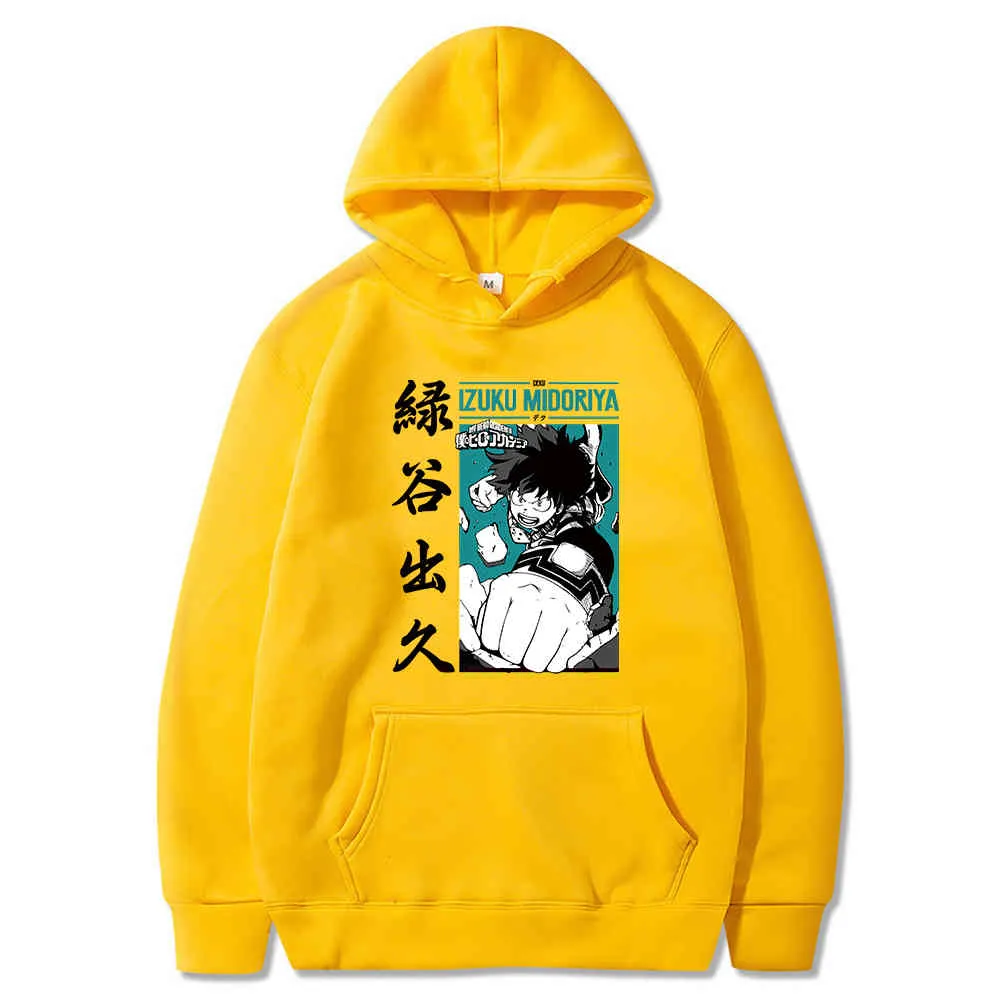 Anime My Hero Academia Hoodie Hommes Boku No Hero Academia Dessin animé Hoêque Hoefunny Deku Hoodie graphique Tops Y0319