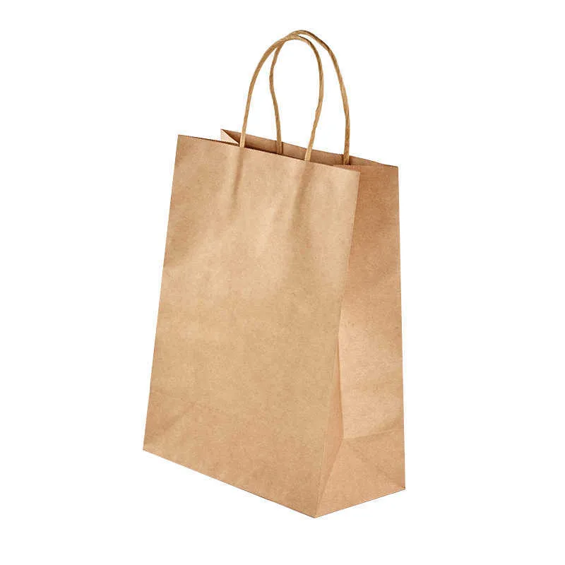 Sac en papier kraft avec poignées couleur bois emballage sacs-cadeaux pour magasin de vêtements de mariage fournitures de fête de Noël sacs à main Y06062934