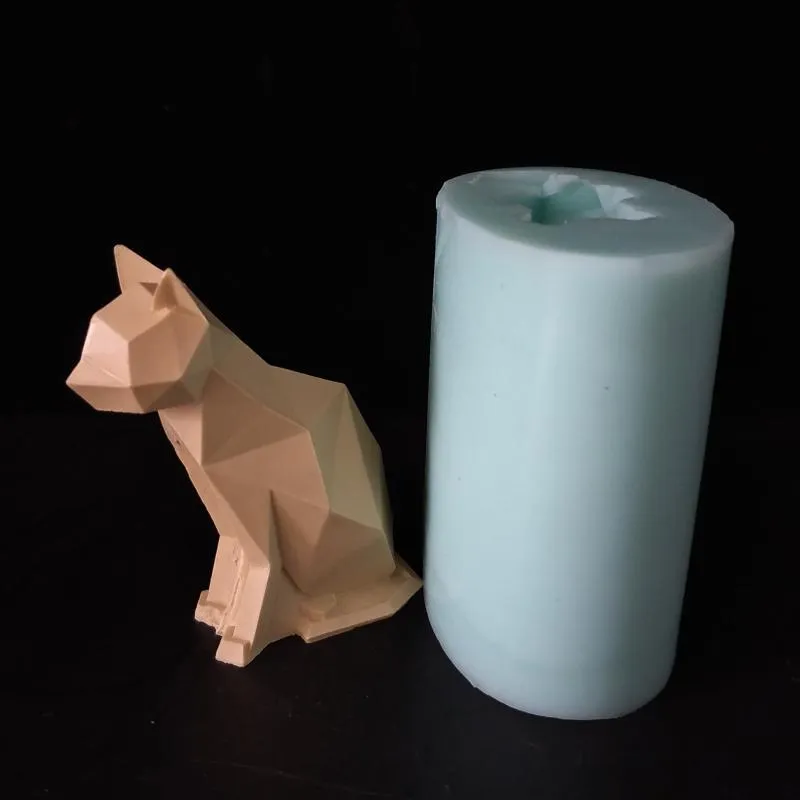 Stampi da forno 3D Animale Gatto Geometria Gattino Cemento Stampo cemento Aroma Pietra Manuale Fai da te Silicone Candle271u