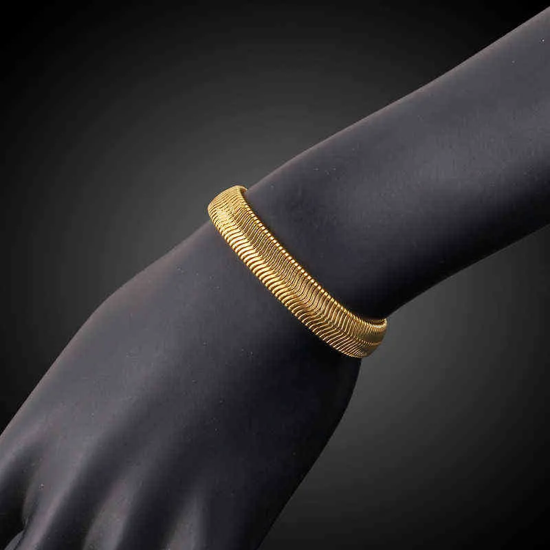 Nova pulseira de corrente 8mm de boa qualidade com preenchimento de ouro macio elo de osso macio na mão moda festa presentes de natal para mulheres homens 21cm13651337940704