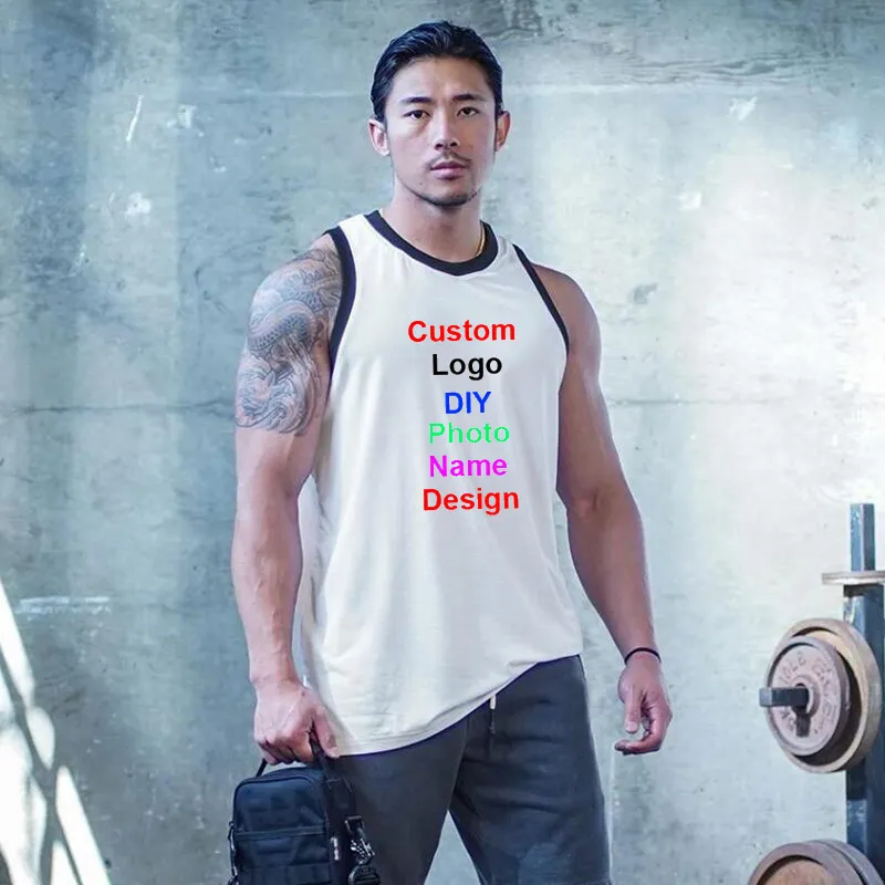 DIY Po Your OWN Design Customized Summer Mens Mesh Gym Clothing Bodybuilding Fitness Tank Tops Muscle Sleeveless Shirt 210421