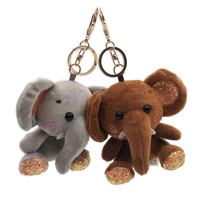 Cute Cartoon Animal Plush Toy Keychain Backpack Bag Keychain Bear Elephant Raccoon Monkey Shark Dinosaur Lion Omelette Cute Gift H1126