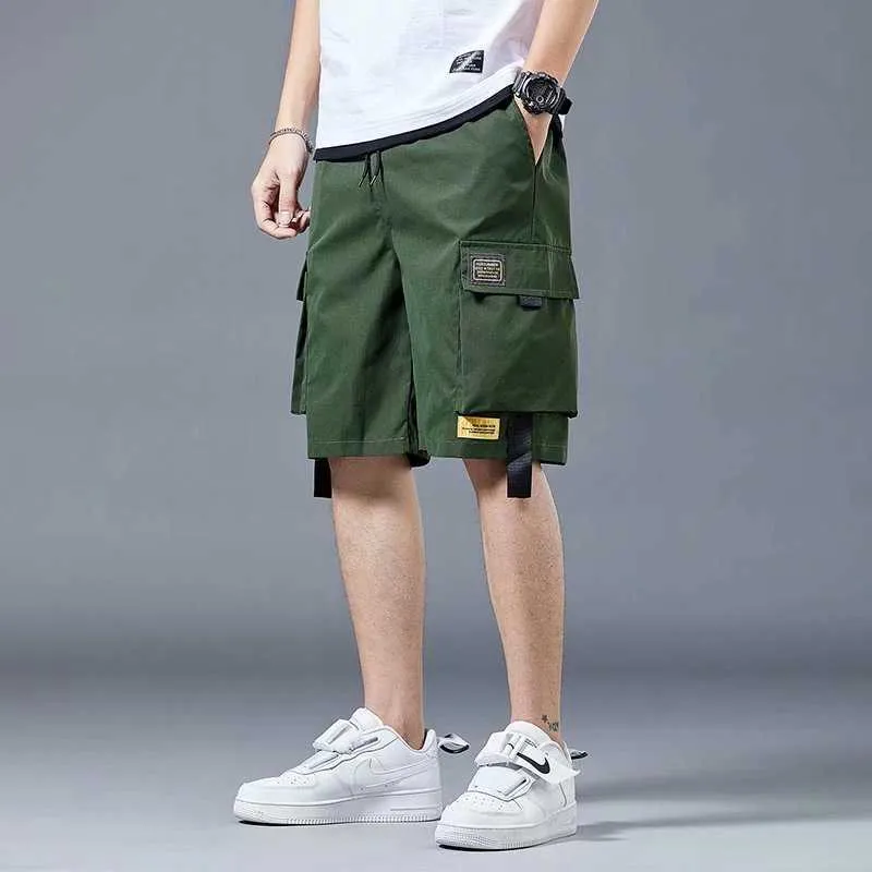 Sommer Casual Shorts Männer Taschen Schwarz Cargo Hosen für Männliche Mode Täglichen Sport Streetwear Techwear Army Beach 210716