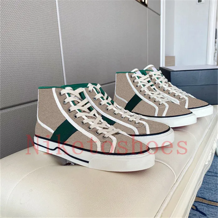 Designers High Top Sneaker Beige Green and Red Strip Women Shoes 77 Brodery Canvas Casual Shoe Italy Luxurys Tennis 1977 Chau