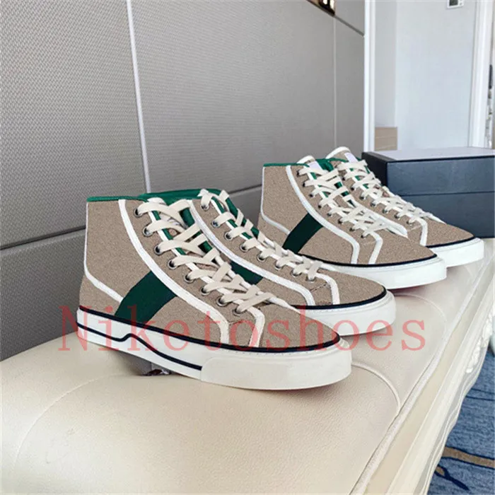 Ontwerpers High Top Sneaker Beige Green en Red Strip Women Shoes 77 Borduurwerkcanvas Casual schoen Itali￫ Luxurys Tennis 1977 Cha