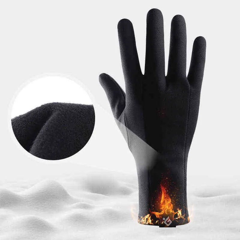 Winter Unisex Outdoor Sports Touch Screen Keep Warm Gloves Add Cashmere Thin Mountaineering Cycling Man Non-slip 211124