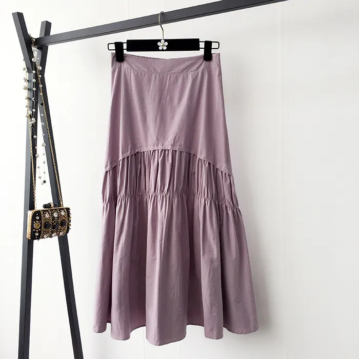 Hsa Spring Summer 3 Layers Long Tulle Women Korean Style Drapped Sun School High Waist Midi Pleated Skirt Female 210417