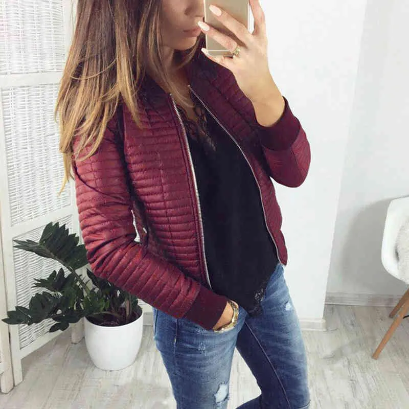 Women Spring Autumn Coat Short Section Outerwear Cotton Padded Warm Jacket Outwear Casual Pink Black Thin Female Clothes 210518
