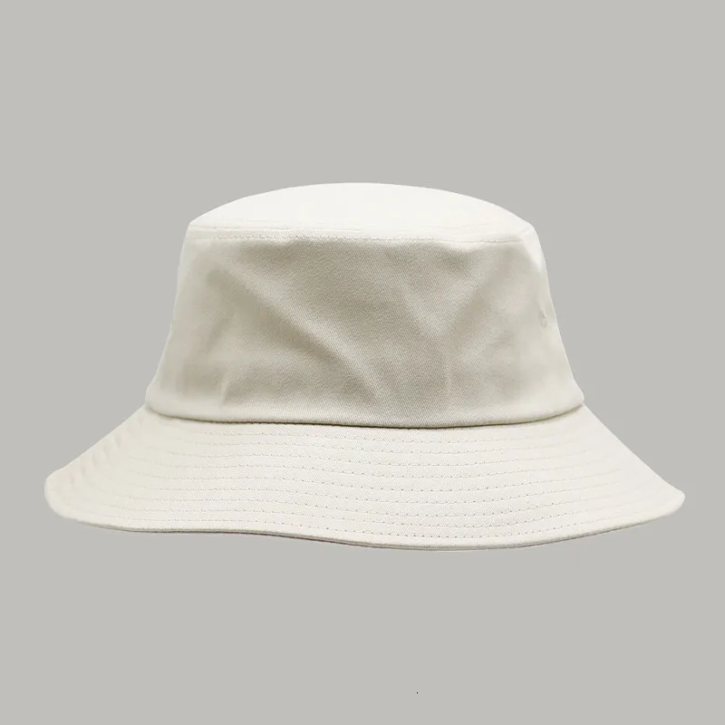 Cappello da sole da donna di grandi dimensioni con testa grande da donna Cappello Panama da pescatore in bianco in puro cotone più secchiello2774